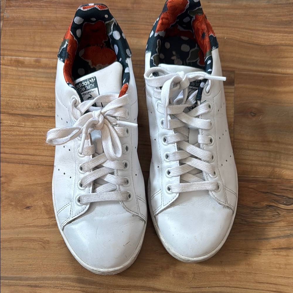 Stan Smith White Sneakers with Floral Interior